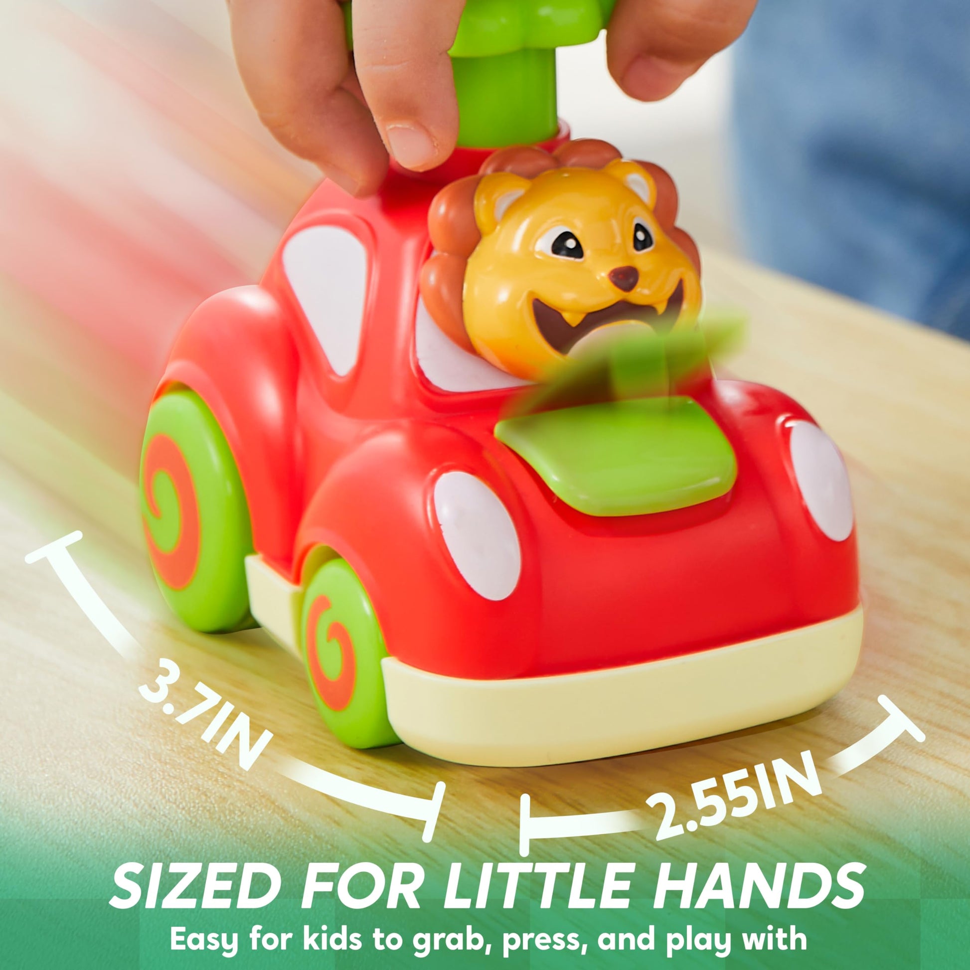 JOYIN Animal Toy Cars, Toddler Toys for Boys Girls, 4 Pack Press and Go Cars Including Elephant, Monkey, Giraffe and Lion, Wind Up Toddler Gift