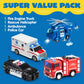 JOYIN 4 Packs Emergency Vehicle Toy Playsets, Friction Powered Vehicles with Light and Sound, Including Fire Truck, Ambulance, Play Police Car