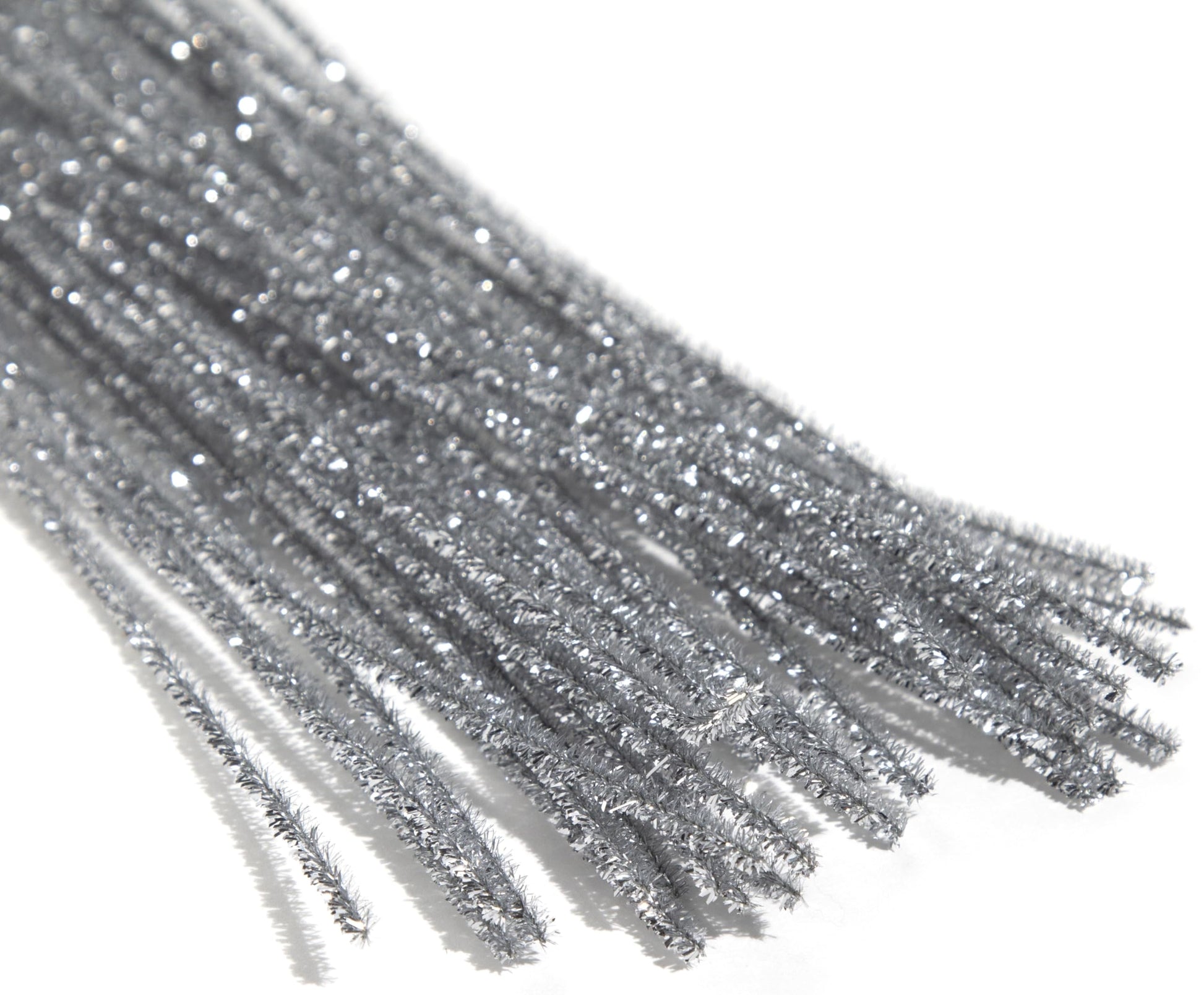 Cousin DIY Silver Tinsel Stem, 6mm x 12 inch, 25 Pack