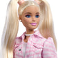 Barbie Deluxe Style Doll #9 in Pink Denim Outfit, Blonde Hair, Matching Jacket and Skirt Set with Accessories Like Bow Clutch and Pearly Jewelry
