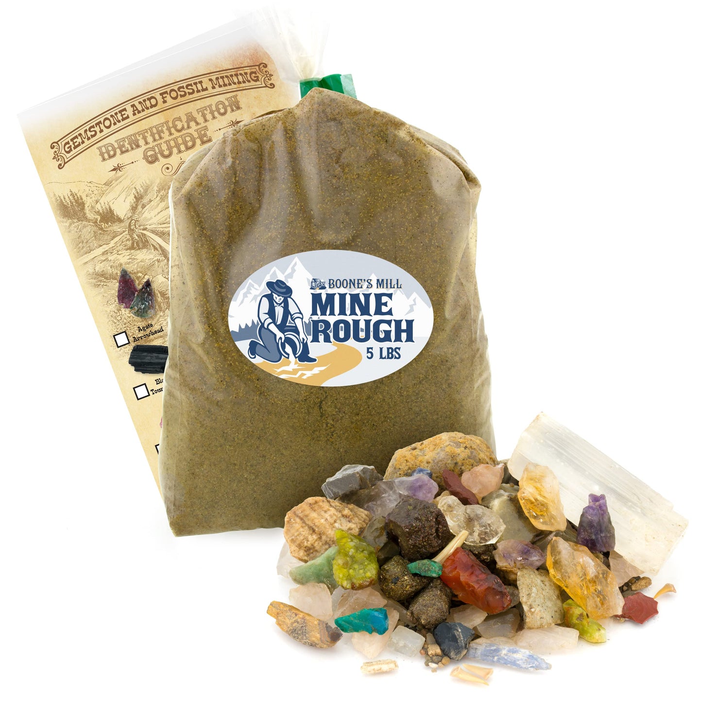 Boone's Mill Gemstone Paydirt | 5 Pounds | Gem Mining Rough Stone Mix | Rock Fossil ID Guide