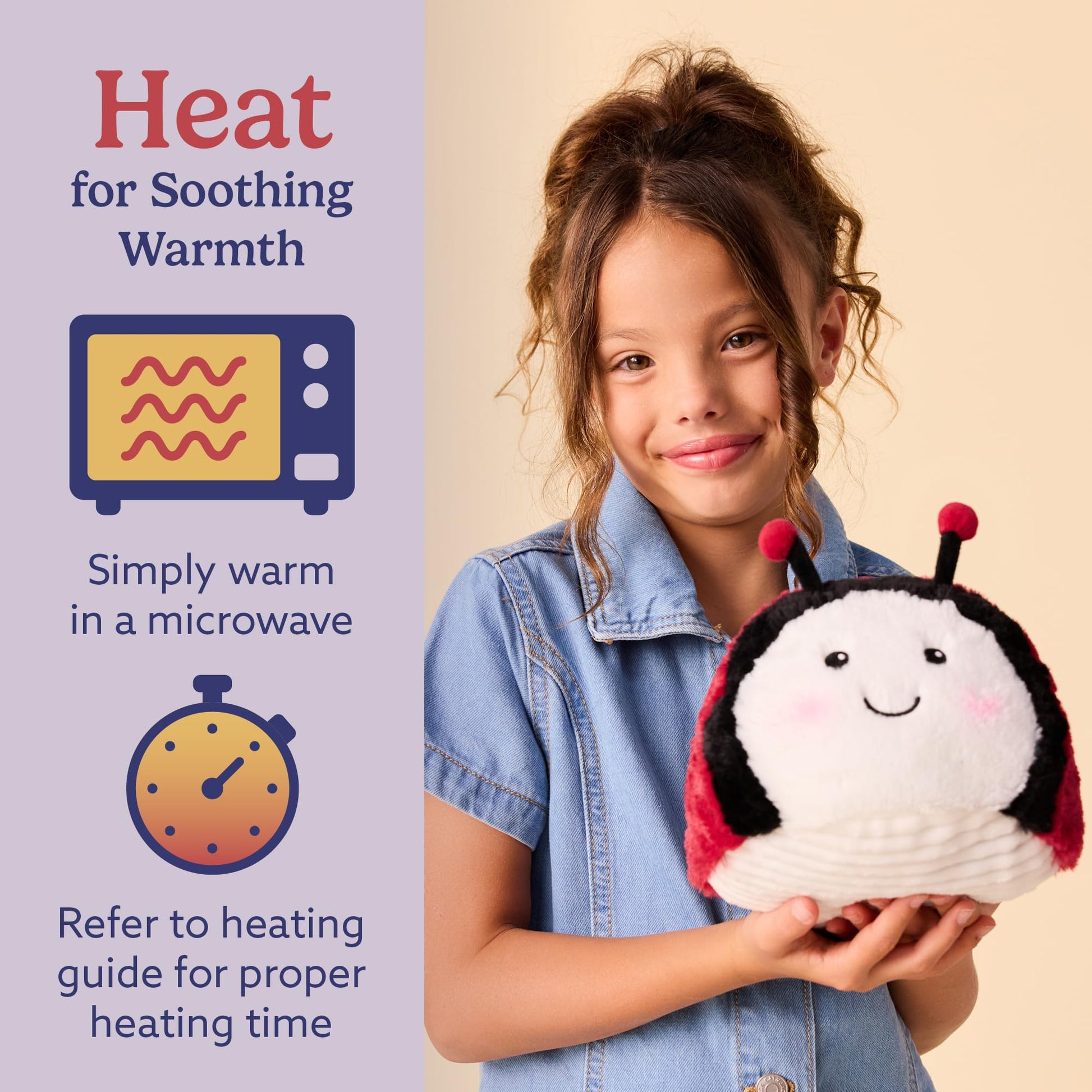 warmies Microwavable & Weighted Stuffed Animals, Ladybug - Heated Stuffed Animal Plushie for Warmth & Comfort - Cute Soft Plush Toys for Adults