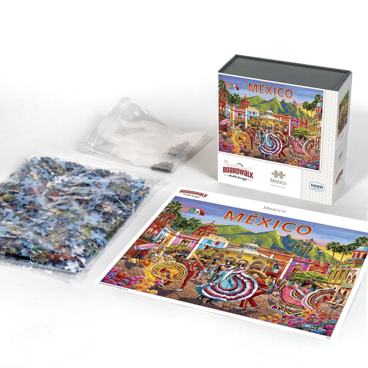 Boardwalk Mexico 1000 Piece Jigsaw Puzzle Colorful Fiesta Travel Puzzles with Premium Box, Gift for Adults and Family 19"x26"