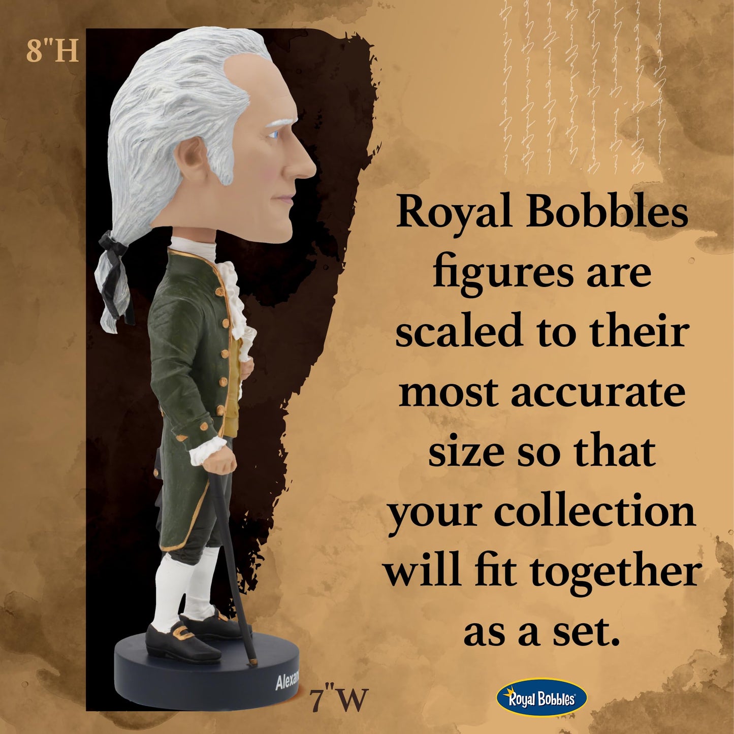 Royal Bobbles Alexander Hamilton - Founding Fathers Collection - 8.5 Inches Tall - Collectible Bobblehead Statue