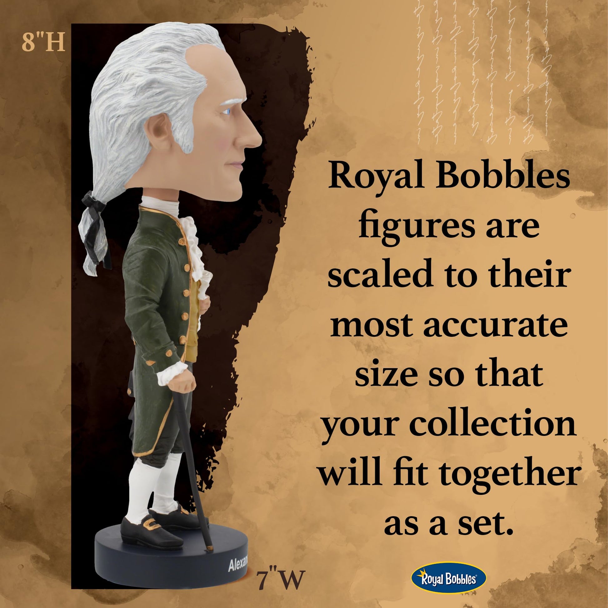 Royal Bobbles Alexander Hamilton - Founding Fathers Collection - 8.5 Inches Tall - Collectible Bobblehead Statue