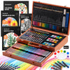 Shuttle Art 149 Piece Deluxe Art Set, Art Supplies in Wooden Case, Painting Drawing Art Kit with Crayons Colored Pencils Oil Pastels Watercolor Cakes
