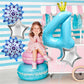 7Pcs 4th Birthday Party Decorations Balloons Snowflake Star Number Balloons