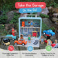 Jack Rabbit Creations Auto Garage Suitcase Playset, Portable Carry Case Style, Multicolor, 16 Eco-Friendly Wooden Figures, Mechanics, Cars & Car