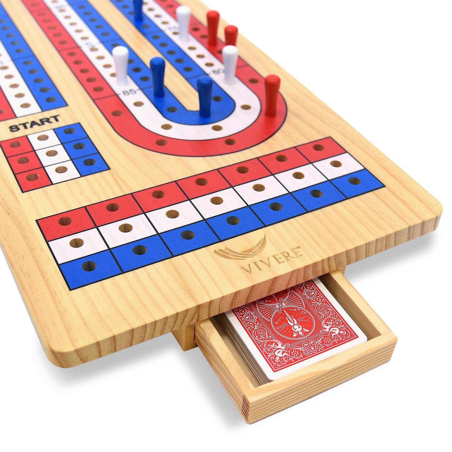 Vivere Giant Cribbage Game - Includes Large Pegs, Bicycle Cards, and Oversized Board for Family Fun