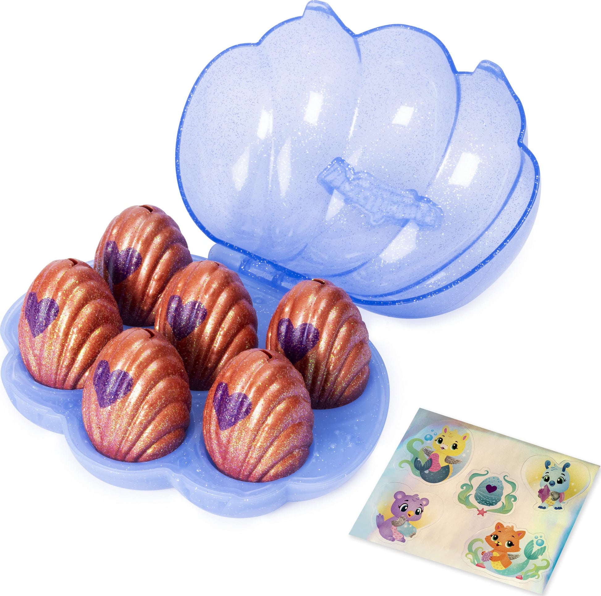 HATCHIMALS CollEGGtibles, Mermal Magic 6-Pack Shell Carrying Case with Season 5 CollEGGtibles, for Kids Aged 5 and Up