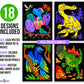 Super Pack of 18 Fuzzy Velvet Coloring Posters (Dinosaurs Edition) - Arts & Crafts for Boys and Girls - Great for After School, Travel, Quiet Time