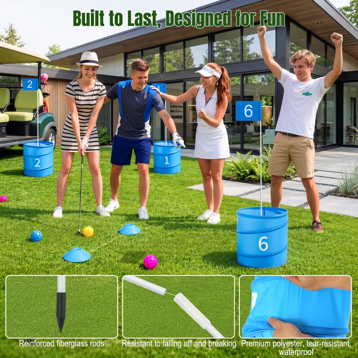 MoKo Backyard Golf Game, Portable Battle Golf Set with 6 Buckets,No Clubs
