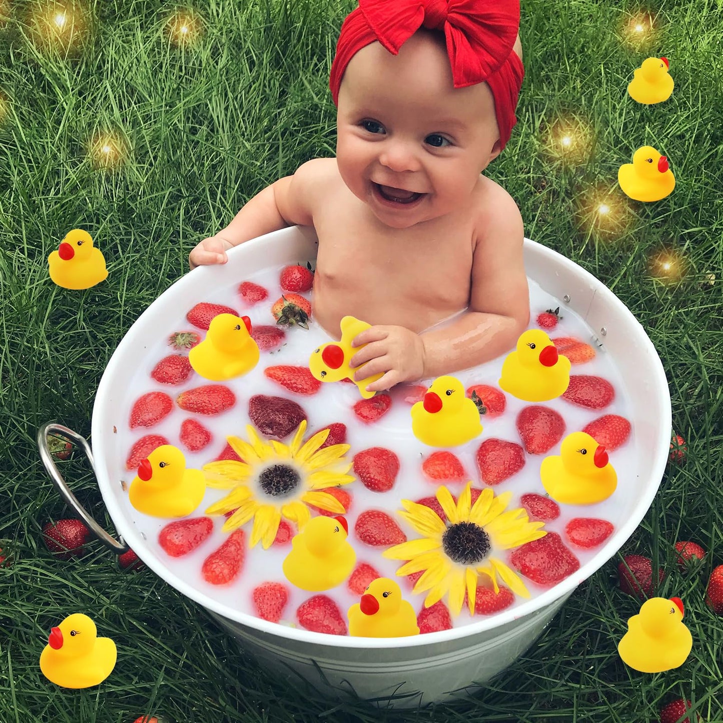 60PCS Rubber Duck - Bath Toys - Pool Toys - Mini Ducks Bulk for Kids Baby Shower Decorations Birthday Party Favors Gift Classroom Summer Beach Pool