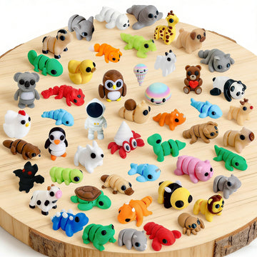 CNSTAR 50PCS Mini 3D Printed Animal Figurines Bulk, Articulated Flexible Fidget Toy Mystery Set, Random Small Animal Figures for Kids Classroom
