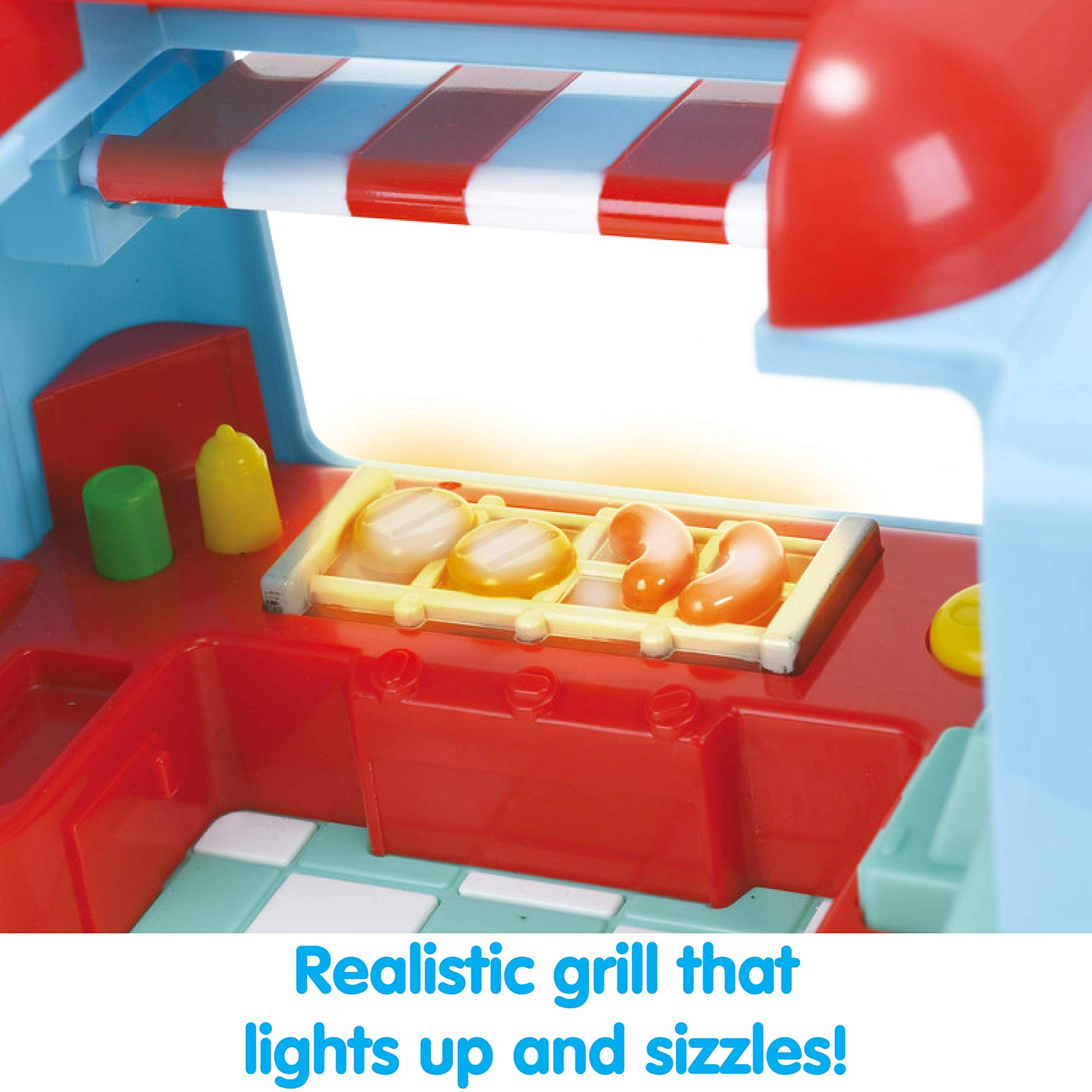Kidoozie Cruisin Cuisine Playset, 7 Piece Lights and Sounds Food Truck, Imaginative Figure Play, for Children 18 Months and Up, Multi