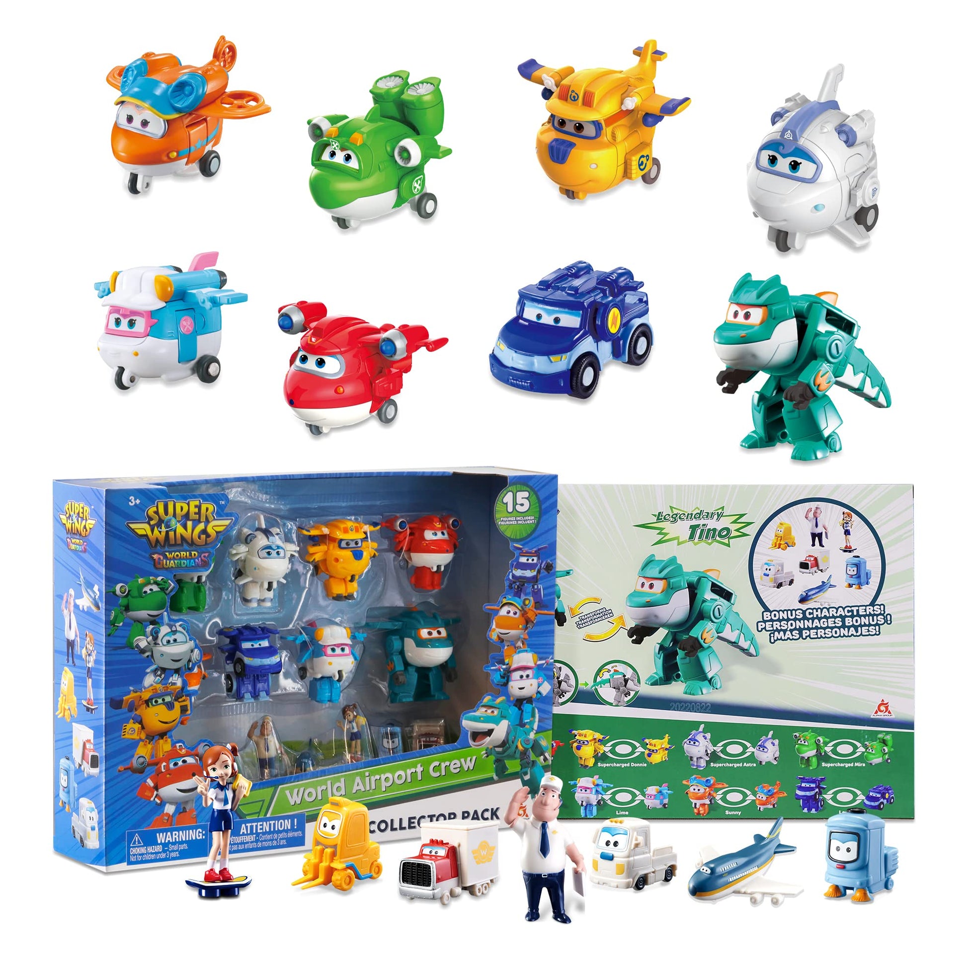 Super Wings 15-Pack Transforming Toys 2 inch Airplane Robot Mini Action Figures with Real Mobile Wheels for Kids 3 4 5 6 7 8+ Birthday Party Supplies