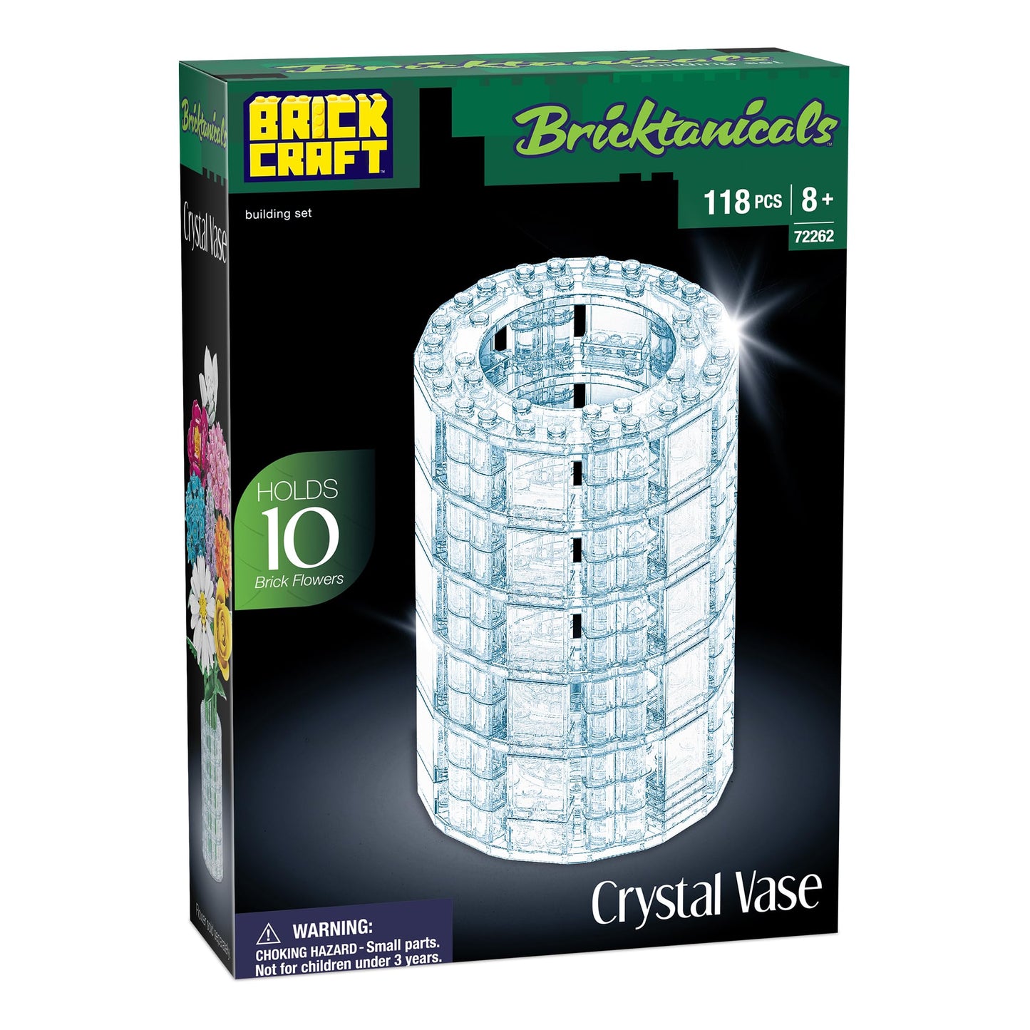 Brickcraft Bricktanicals Crystal Vase Building Set 118pcs Transparent Brick Flower Holder Fits 10 Stems Compatible Botanical Building Blocks Display