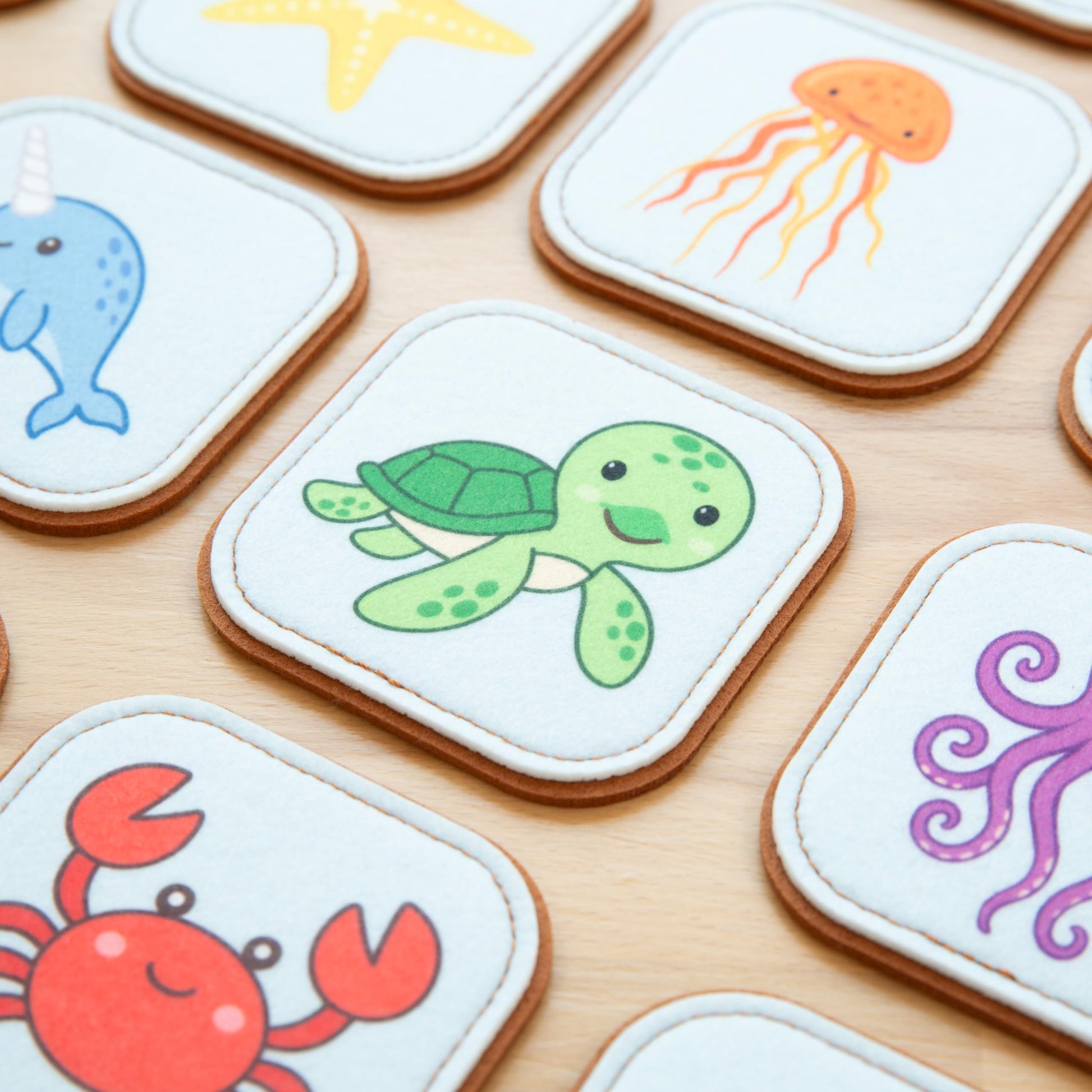 Felt Sea Creature Matching Game for Toddlers - Ocean Memory Game & Flash Cards - Soft and Safe for Ages 1+ - Montessori Preschool Learning Activity