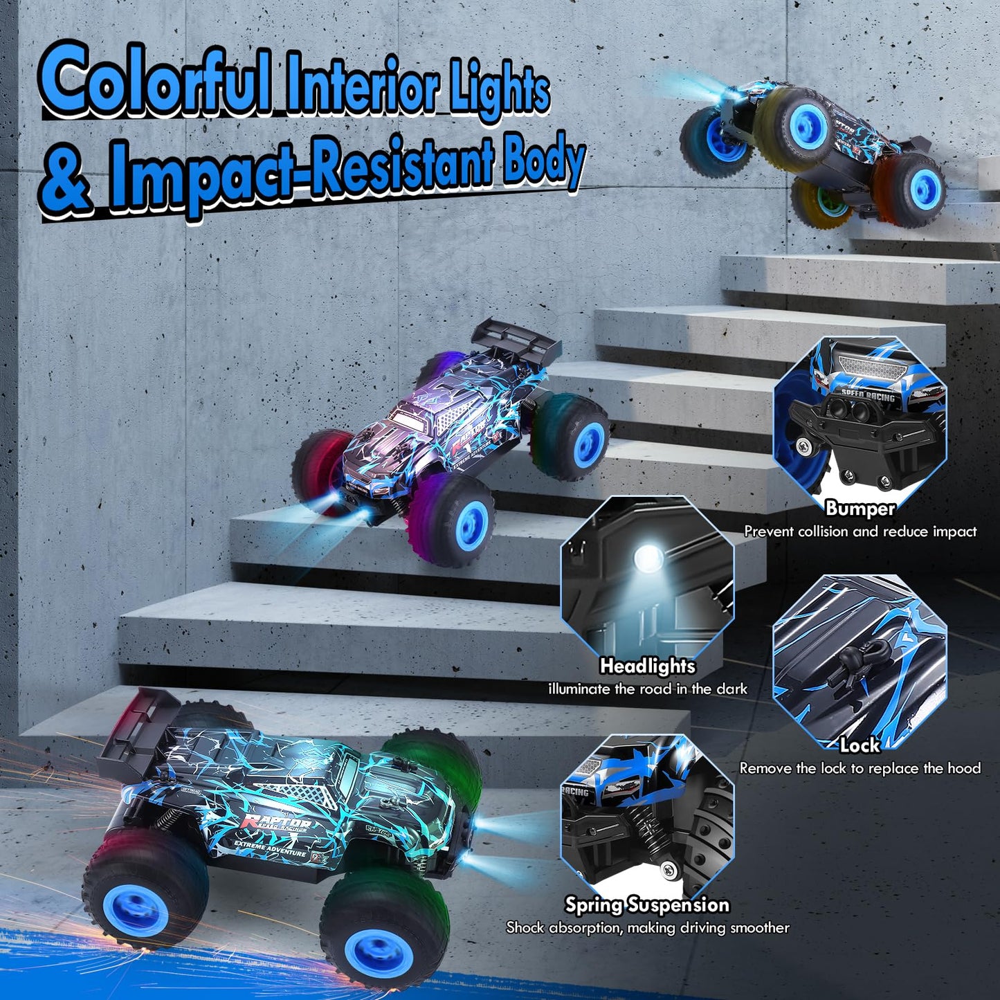 BIFYTON Remote Control Car, Rechargeable 1:18 Rc Cars, All-Terrain RC Truck