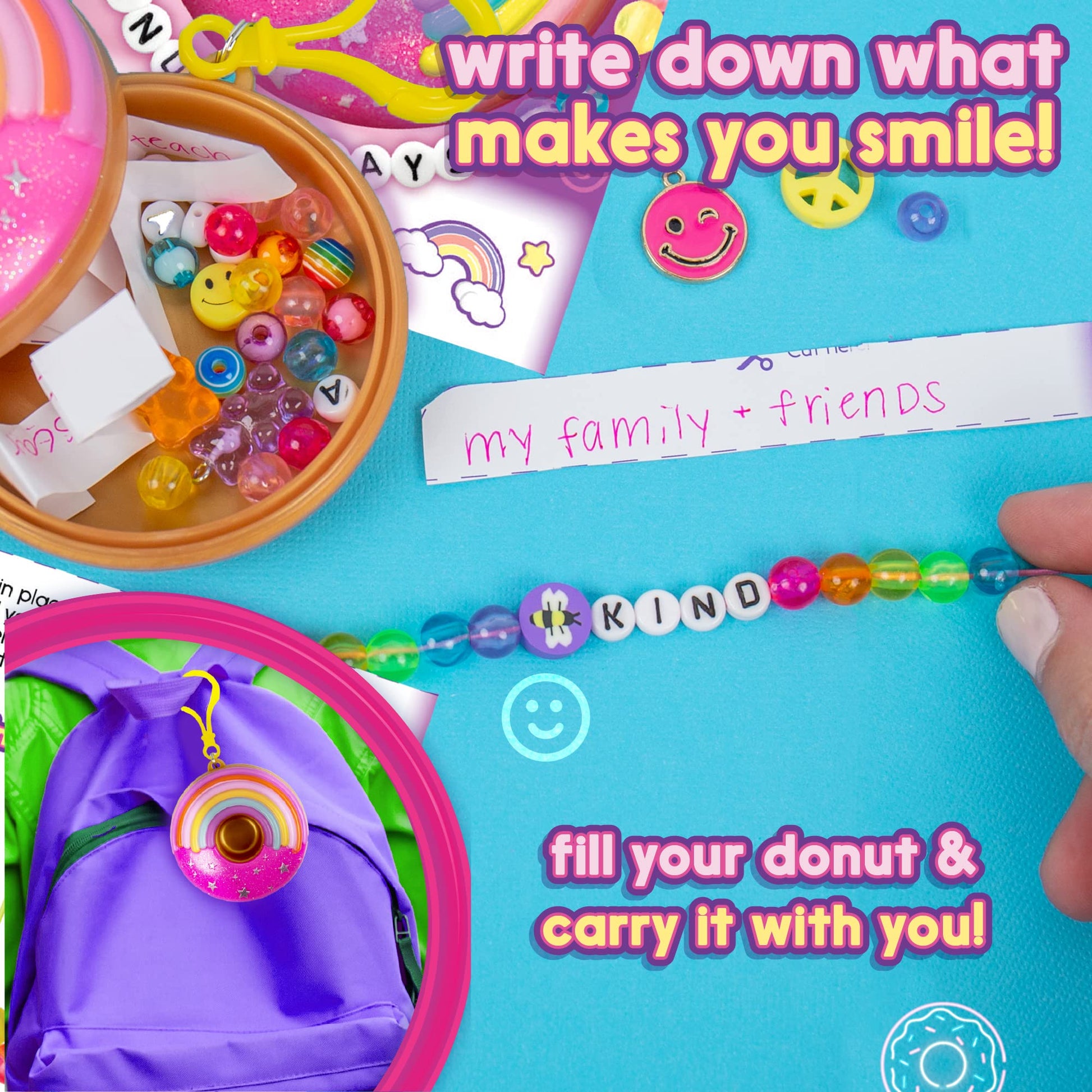 Donut Worries Make & Create Positivity Jewelry, 2-in-1 Collectible Bead Kits, Meaningful Jewelry For Teen Girls, Make Your Own Jewelry Kit & DIY