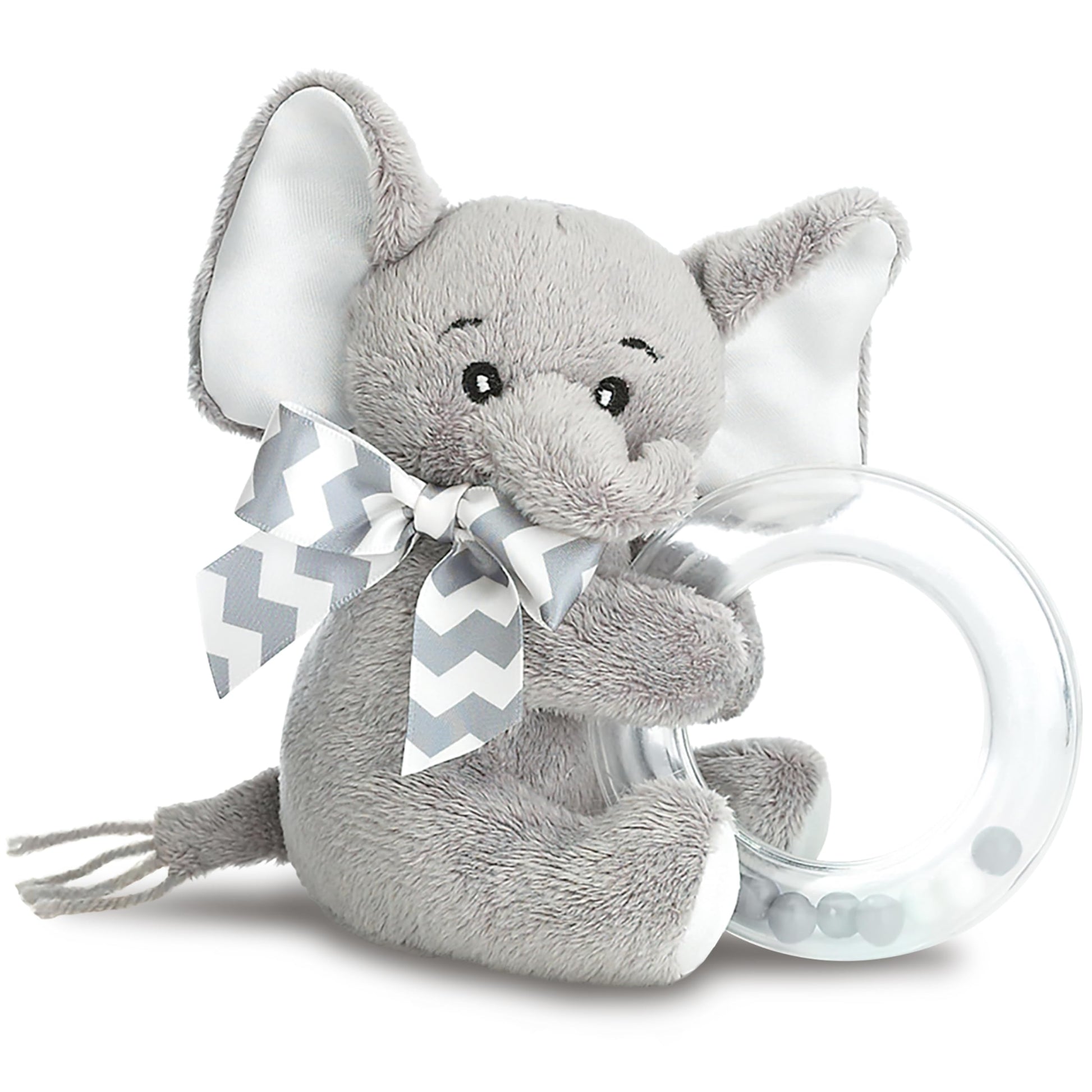 Bearington Lil' Spout Small Baby Elephant Stuffed Animal with Rattle - 5" Plush Toy, Gentle Sound Elephant Rattles for Babies - Adorable Baby Rattles