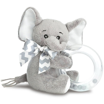 Bearington Lil' Spout Small Baby Elephant Stuffed Animal with Rattle - 5" Plush Toy, Gentle Sound Elephant Rattles for Babies - Adorable Baby Rattles