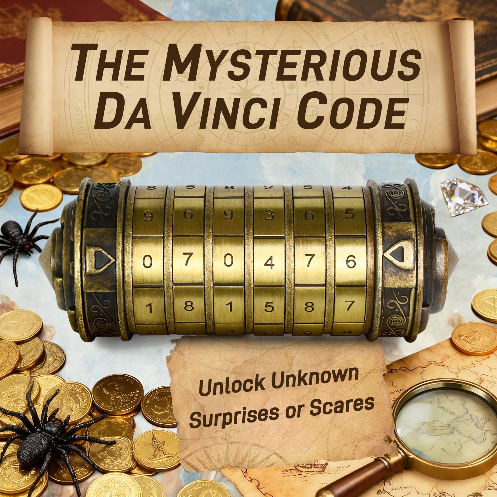FLYALIGOGO Cryptex Da Vinci Code Numeric, Money Puzzle Box for Cash Gift with Secret Hidden Compartments Birthday Xmas for Men & Women Escape Room
