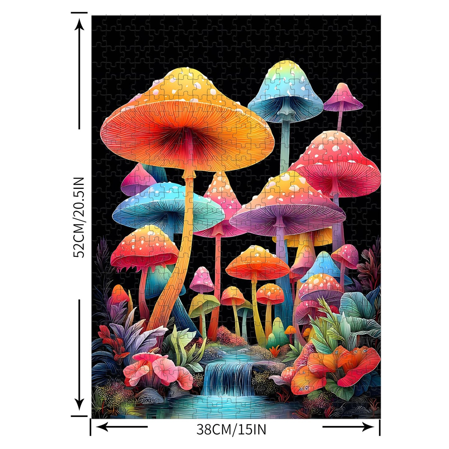 Puzzles for Adults 500 Pieces, Mushroom Jigsaw Puzzles - Colorful Mushrooms, Impossible Glow in the Dark Puzzle for Seniors Family, 20.47 x 14.96