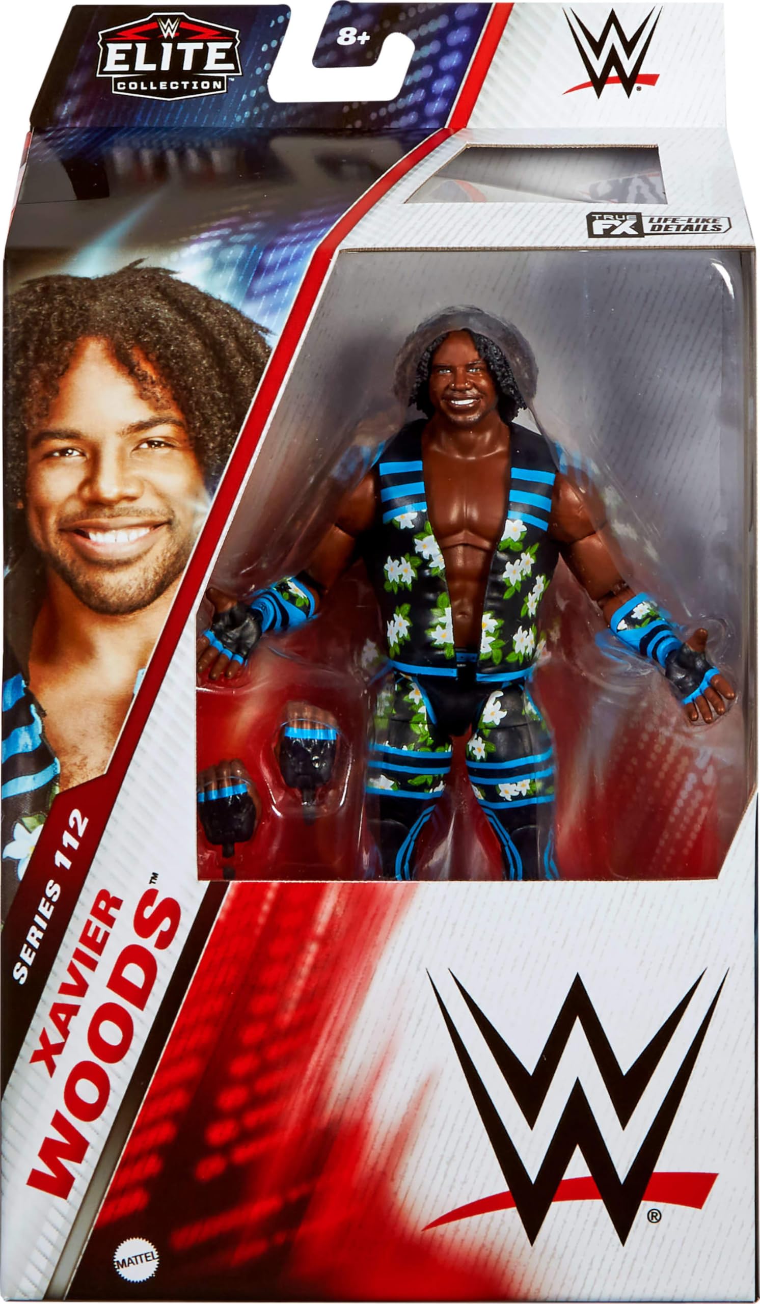Mattel WWE Elite Action Figure & Accessories, 6-inch Collectible Xavier Woods with 25 Articulation Points, Life-Like Look & Swappable Hands