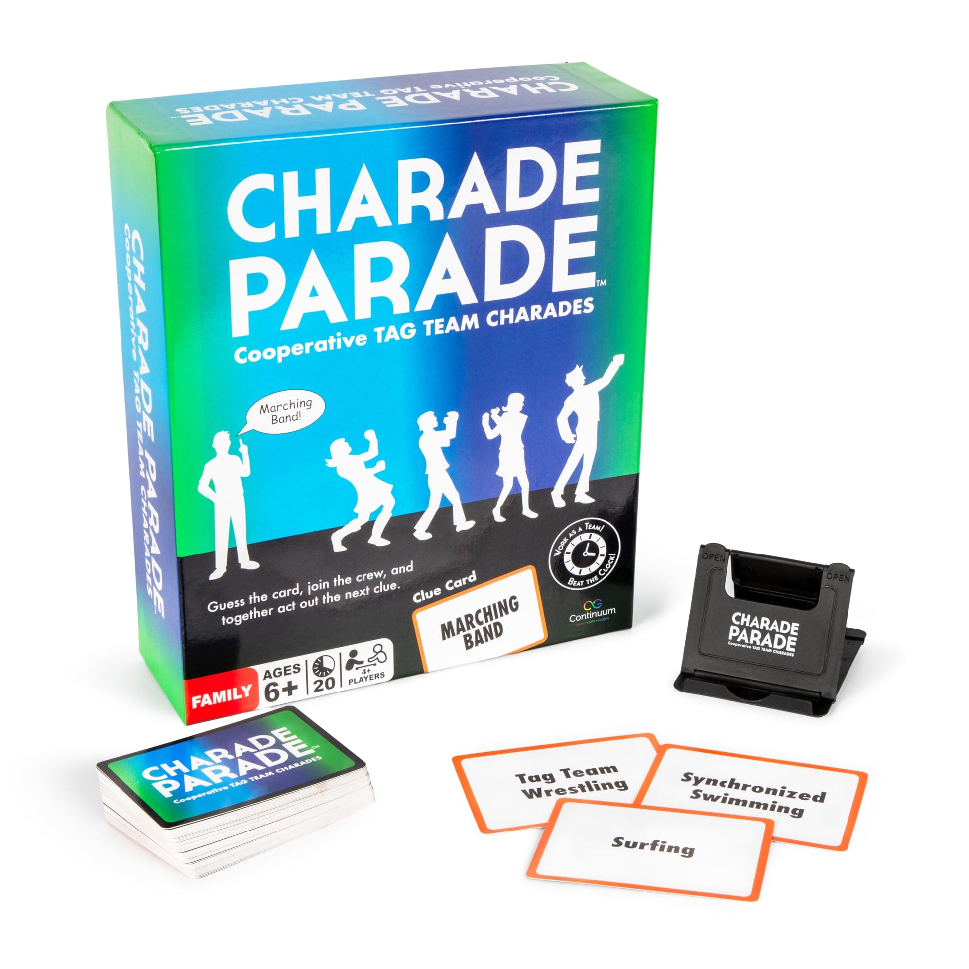 Continuum Games Charade Parade - The Game of Tag Team Charades, Fun Game for Families and Friends, Dance, Act, and Gesture Your Way to Victory