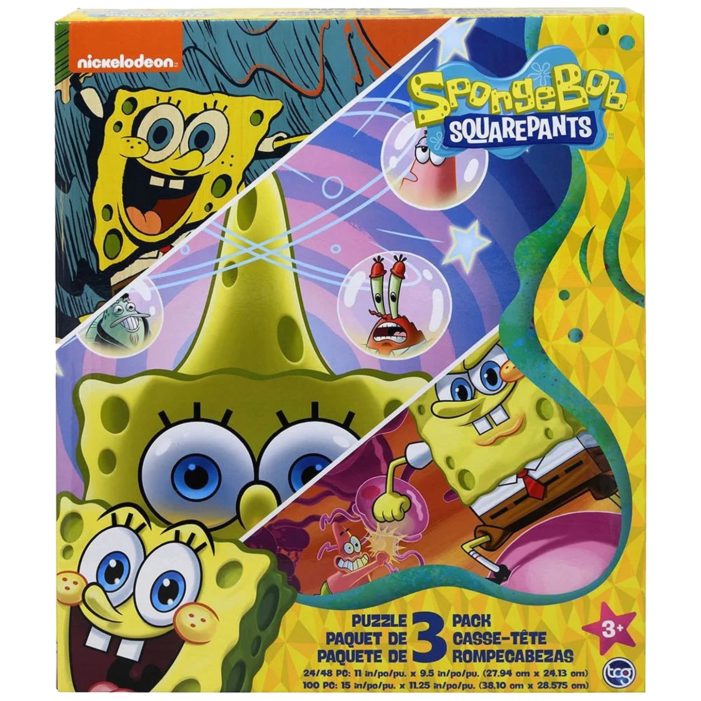 Spongebob Squarepants - 3 in 1 Jigsaw Puzzles for Kids. Great Birthday & Educational Gifts for Boys and Girls. Colorful Pieces Fit Together Perfectly