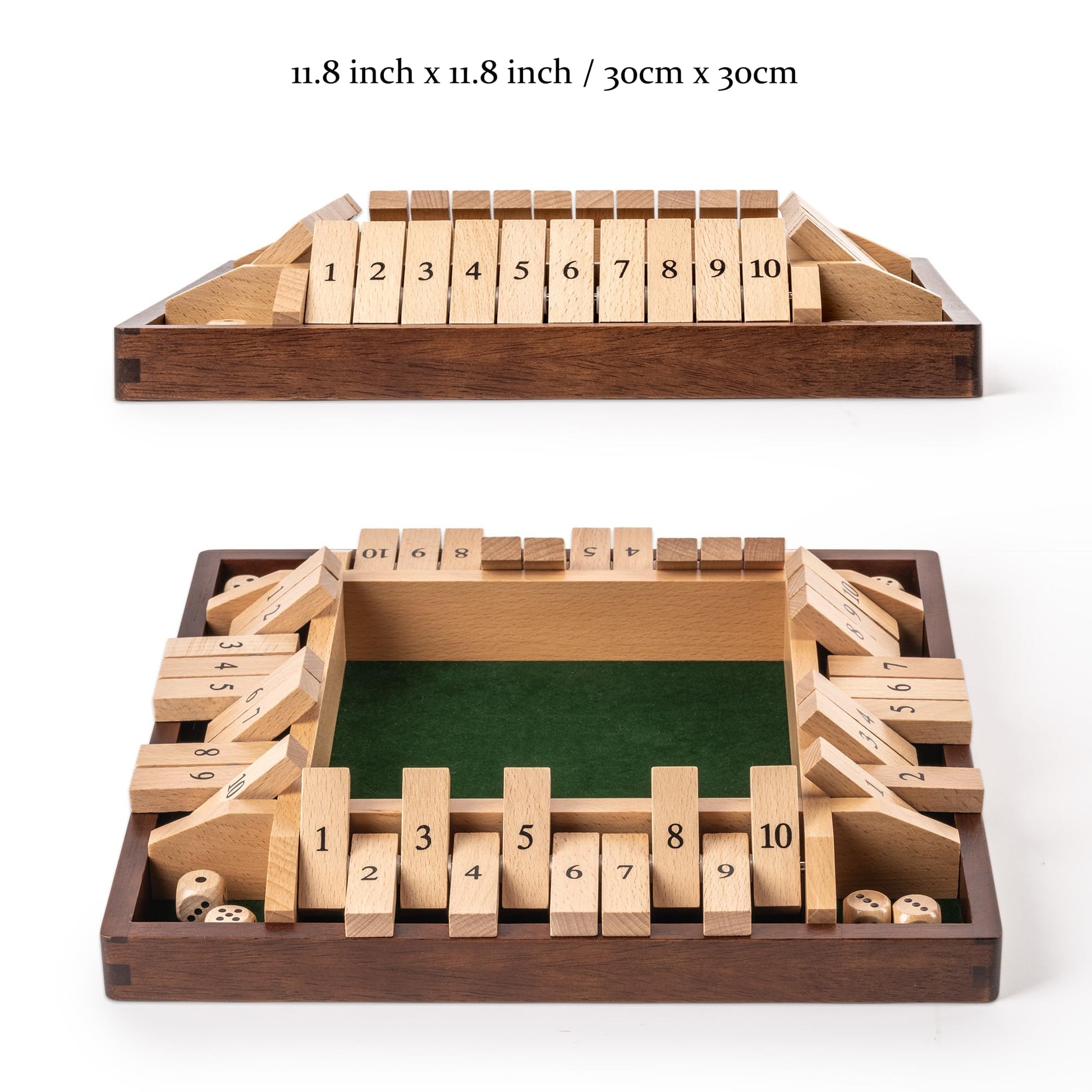 Lingle 11.8 Inch Shut The Box Dice Game, 2-4 Player Wooden Board Table Math Games, Classic Shut The Box Board Game