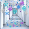 20 Pcs Winter Snowflake Hanging Swirl Decorations - Snowflake Hanging Ceiling Streamers Blue Silver Purple Garland Ornament for Frozen Winter