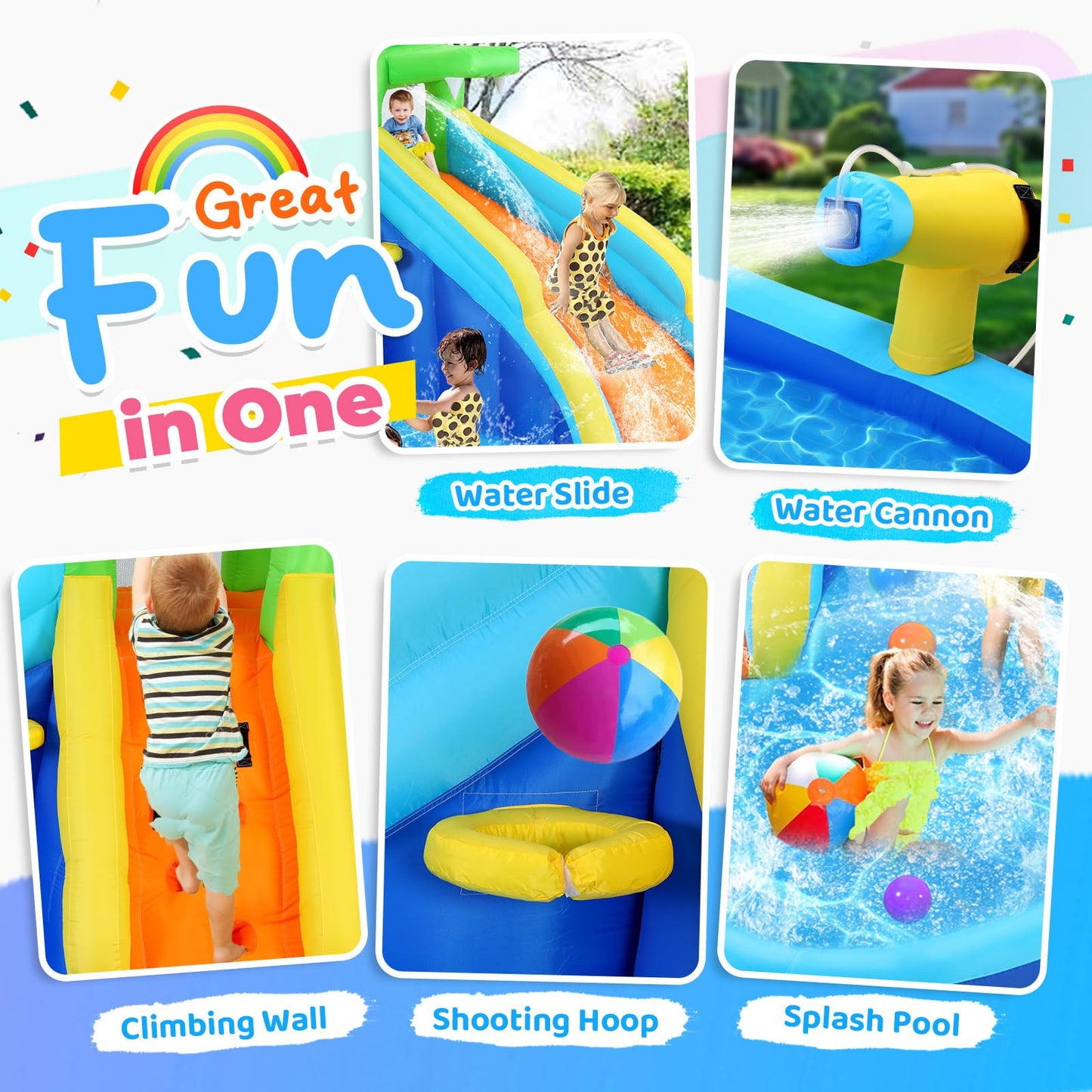 Whubefy Inflatable Water Slide, 8 in 1 Blow Up Crocodile Spray Slide 13.2 x10 Ft Water Bounce House with 2 Water Cannon, Climbing Wall, Basketball