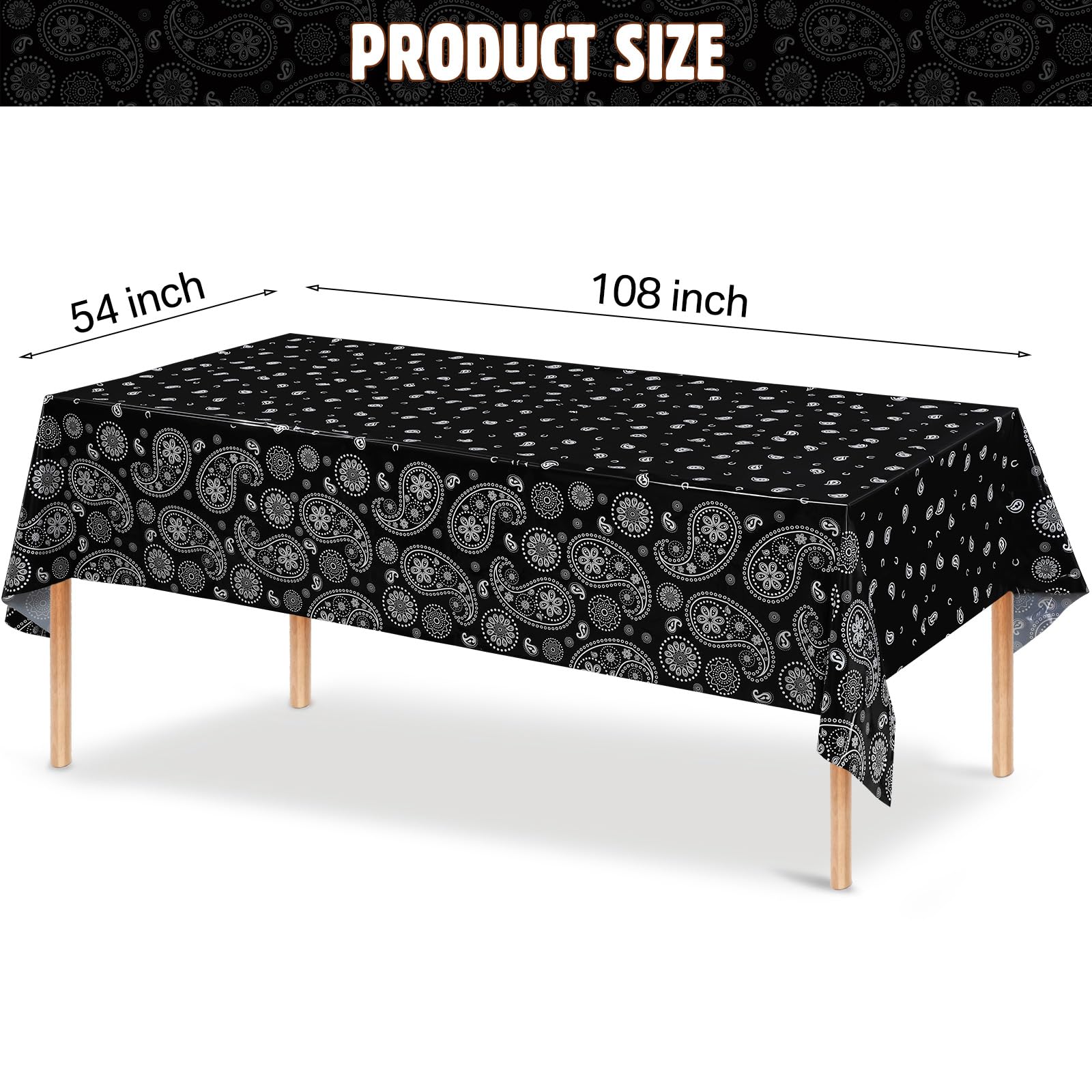 Tatuo Western Party Tablecloth Paisley Table Cover Bandana Plastic Table Cloth Rectangle Floral Tablecloth for Western Cowboy Themed Party