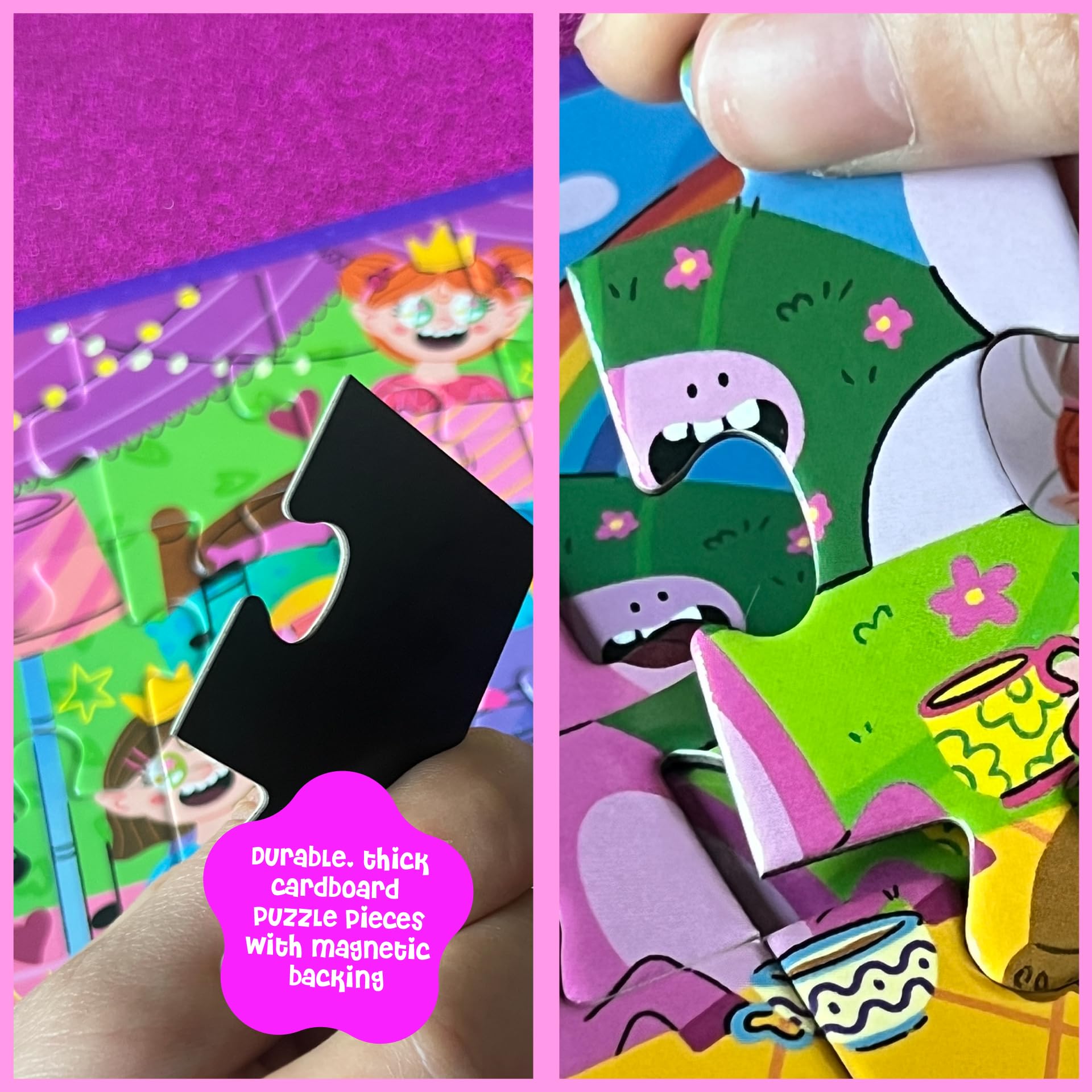 Dinomini Magnetic Puzzles for Toddlers 3-5 - Tri Fold Set with 3 x 20 Piece Magnetic Puzzles - Travel Activities for Preschoolers - Learning