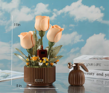 Yushinv Electric Flower Bouquet Building Set with Remote Control Spray-Bottle, 255 PCS,Original Music (Type :Symphony) Motorized Roses Flowers STEM