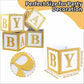 Buecobby 6 Set Baby Shower Centerpieces for Table 8 Inch Felt Boxes with Baby Letters for Boy/Girl Neutra,Baby Shower, Gender Revea Party Table Decor