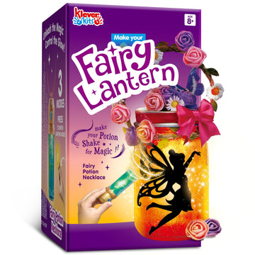 JOVA Klever Kits DIY Fairy Lantern Craft Kit with Rose Lights and String Lights, Birthday Gifts with 7 Color Fairy Potion Necklace, DIY Night Light