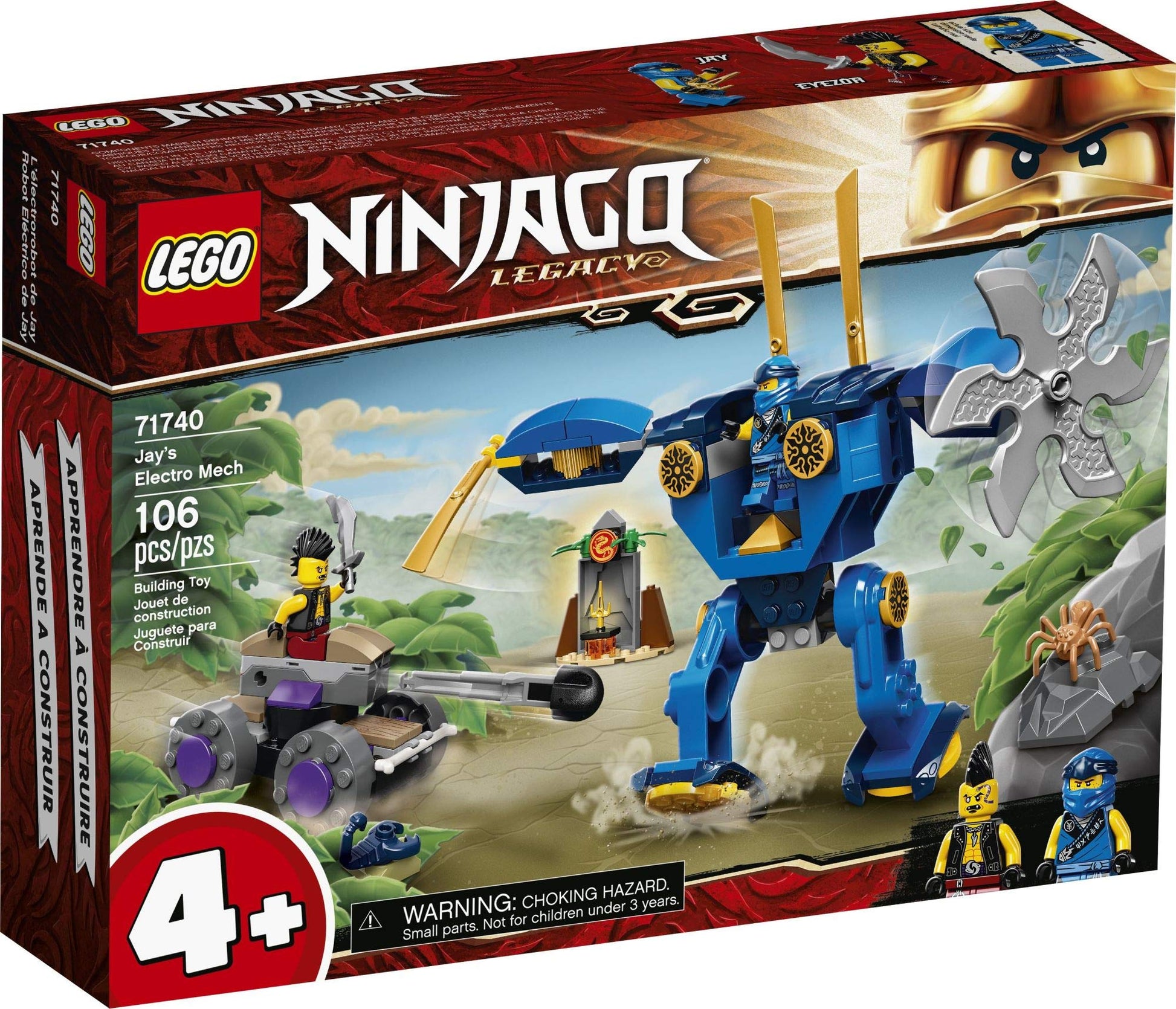 LEGO NINJAGO Legacy Jay’s Electro Mech 71740 Ninja Toy Building Kit Featuring Collectible Minifigures; Great Gift for Kids Aged 4 and Up Who Love