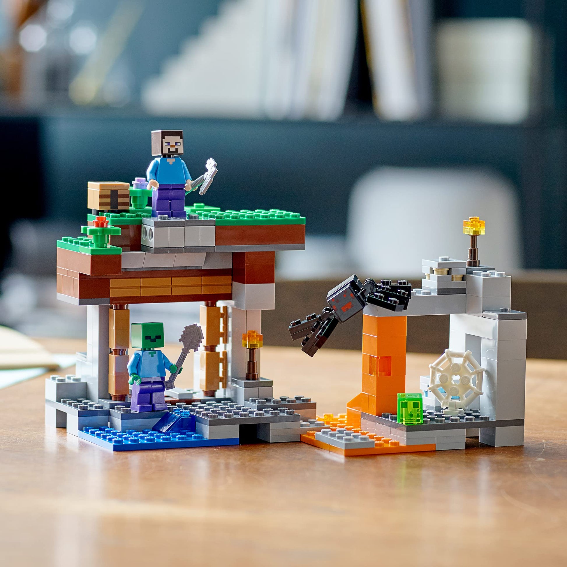 Lego Minecraft The Abandoned Mine Building Toy, Zombie Cave with Slime, Steve & Spider Figures, Gift idea for Kids, Boys and Girls Age 7 Plus 21166
