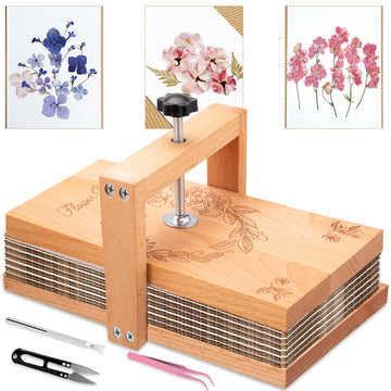 v2croft Flower Press Kit, Even Pressure 10" x 6" Wooden Flower Pressing Kit with 8 Layers for Dried Plant Preservation, DIY Arts, Gift for Craft
