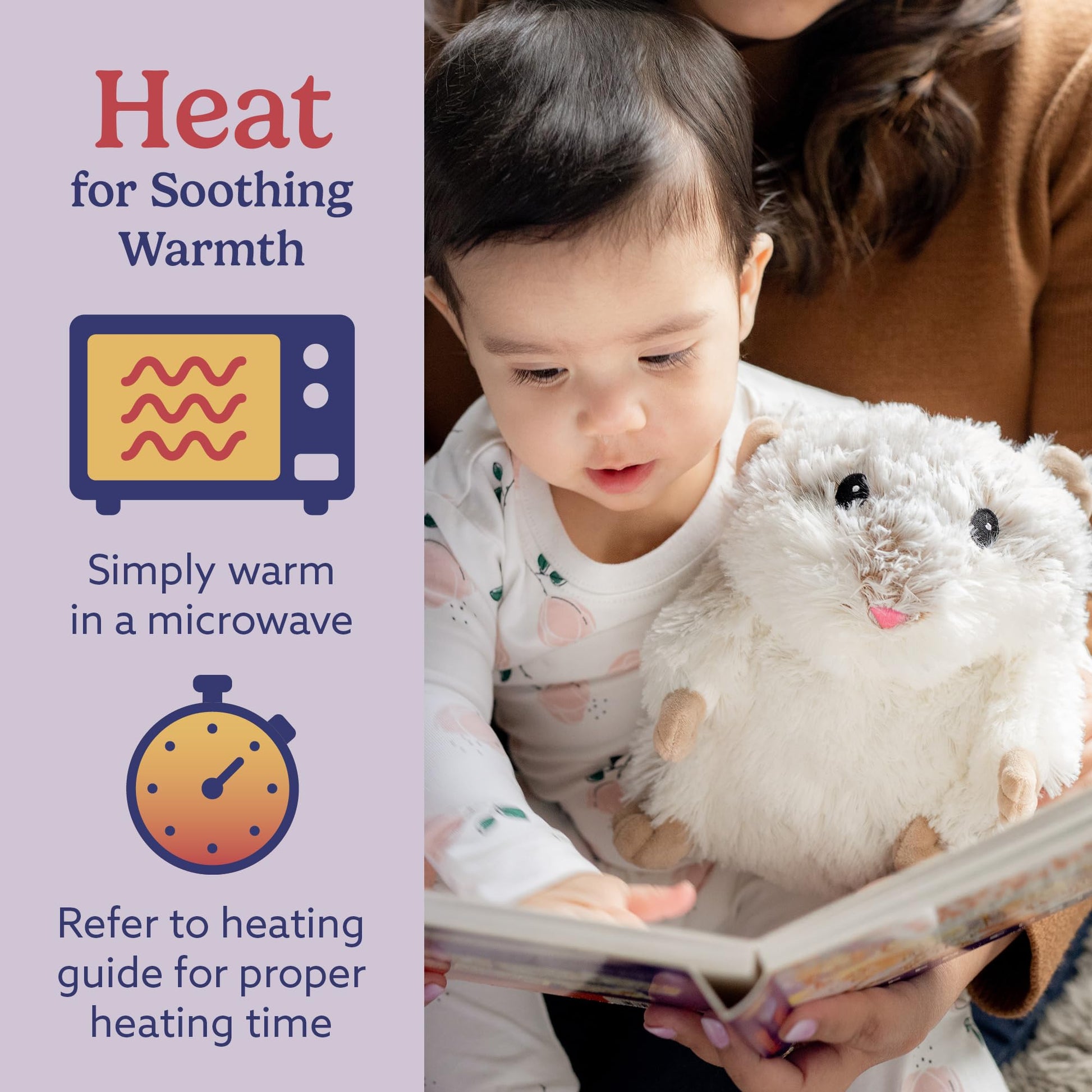warmies Microwavable & Weighted Stuffed Animals, Hamster - Heated Stuffed Animal Plushie for Warmth & Comfort - Cute Soft Plush Toys for Adults