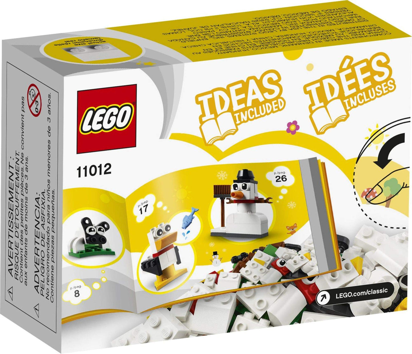 LEGO Classic Creative White Bricks 11012 Building Kit; Toy Building Set for Creative Play with 3 Build Ideas, Including a Snowman, Sheep and Seagull