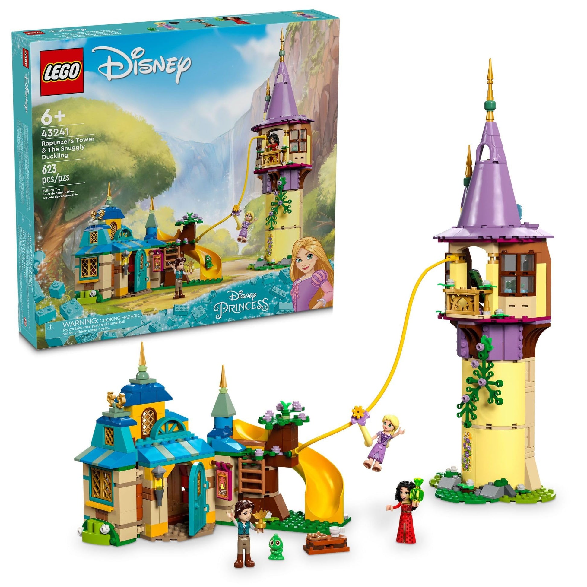 LEGO Disney Princess Rapunzel’s Tower & The Snuggly Duckling Tangled Building Toy with Flynn Rider and Mother Gothel Mini-Dolls, Disney Princess Toy,