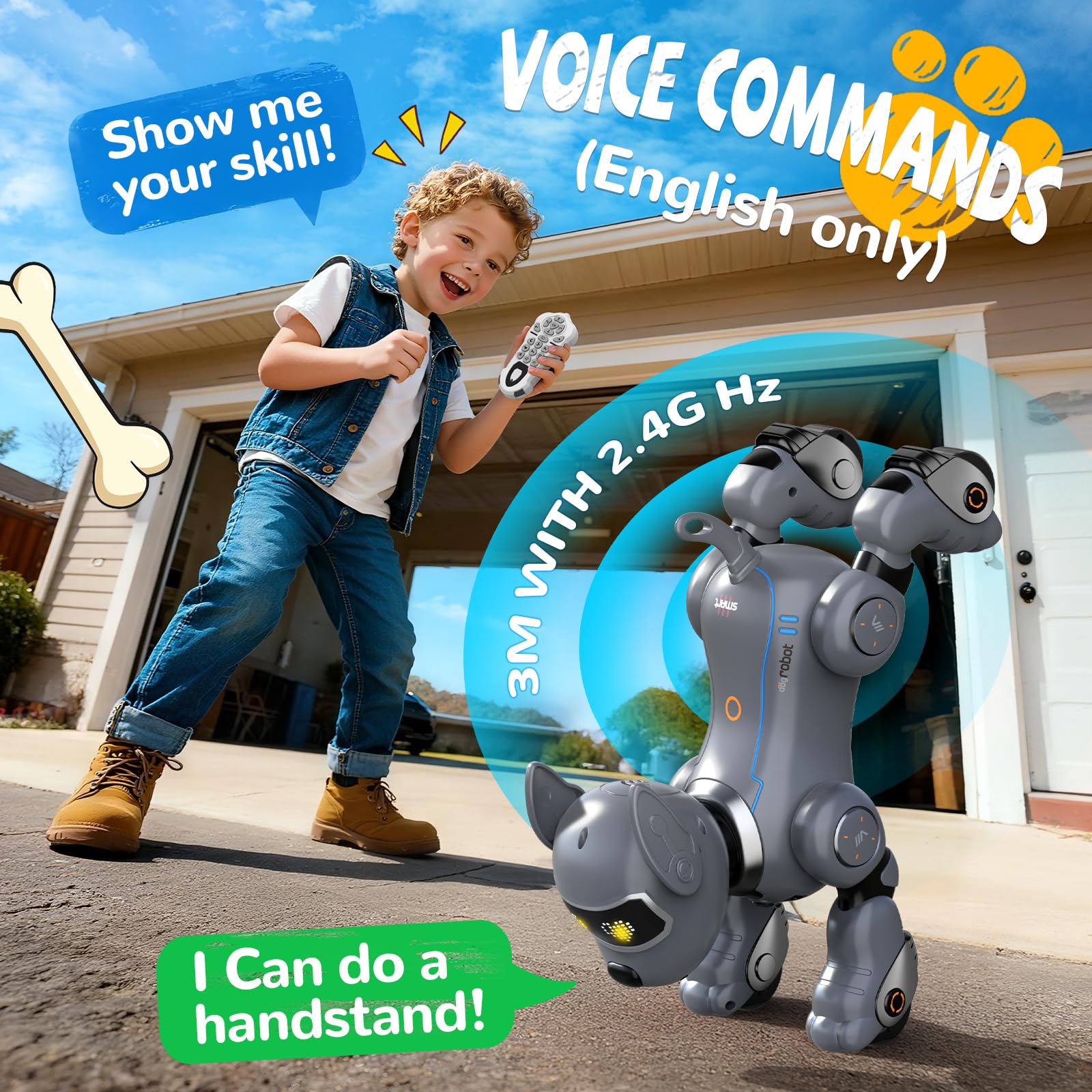 anysun Robot Dog Toy for Kids, Programmable Remote Control Robot Puppy with Follow Up & Touch Sensors, Dancing & Singing, Smart Stunt Robot Pet