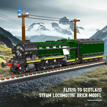 Mould King 12044 Flying Scotsman Steam Locomotive Model Building Kit, 1766+ Pieces Large Scale Train Set with Display Tracks and Freight Car, Assembly