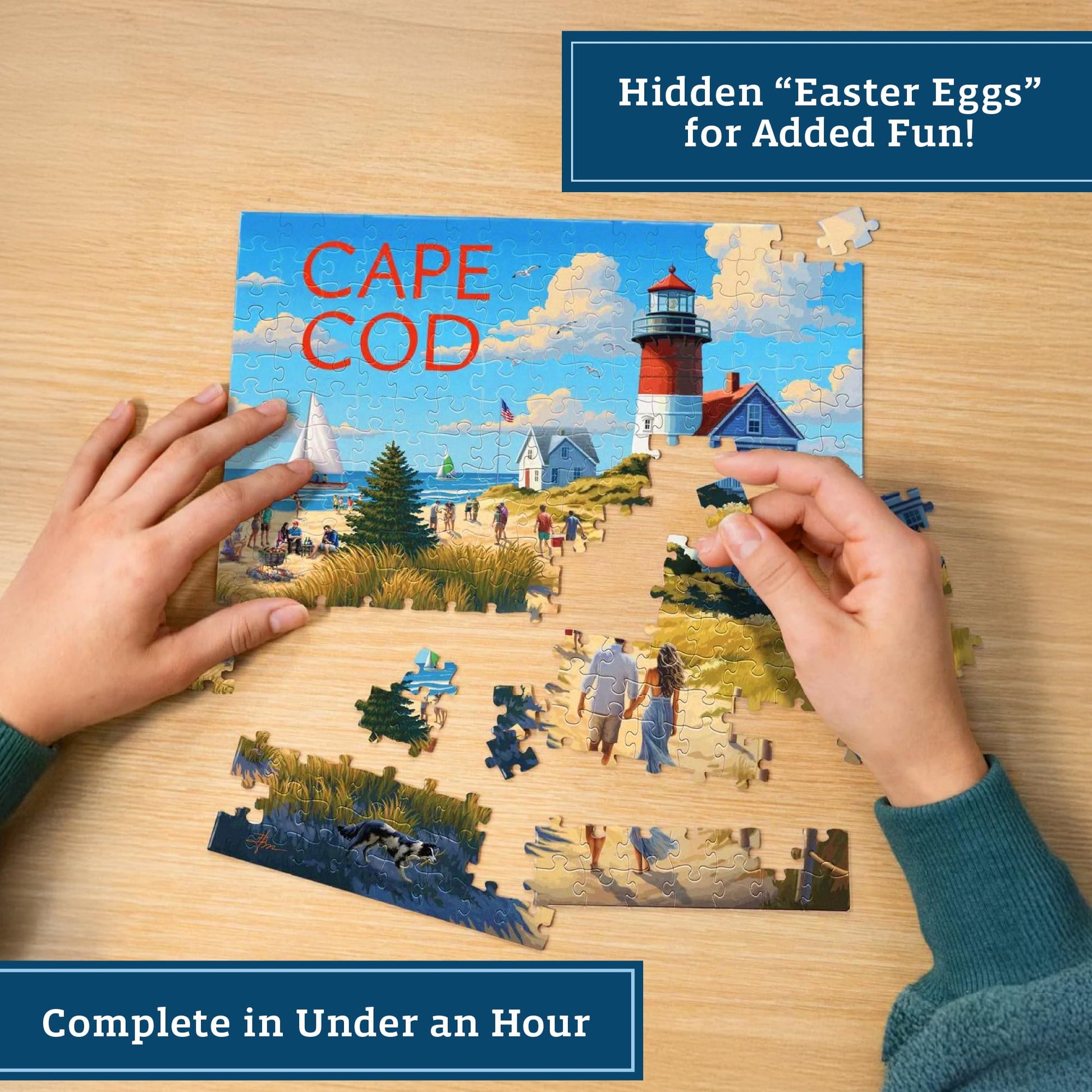 Boardwalk Cape Cod 210 Piece Personal Puzzle, Jigsaw Puzzles with Premium Box, Massachusetts Gifts for Adults, 6"x8"
