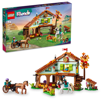 LEGO Friends Autumn’s Horse Stable 41745 Building Toy, Role-Play Fun for Kids Ages 7+, with 2 Mini-Dolls and 2 Horses, Carriage and Riding