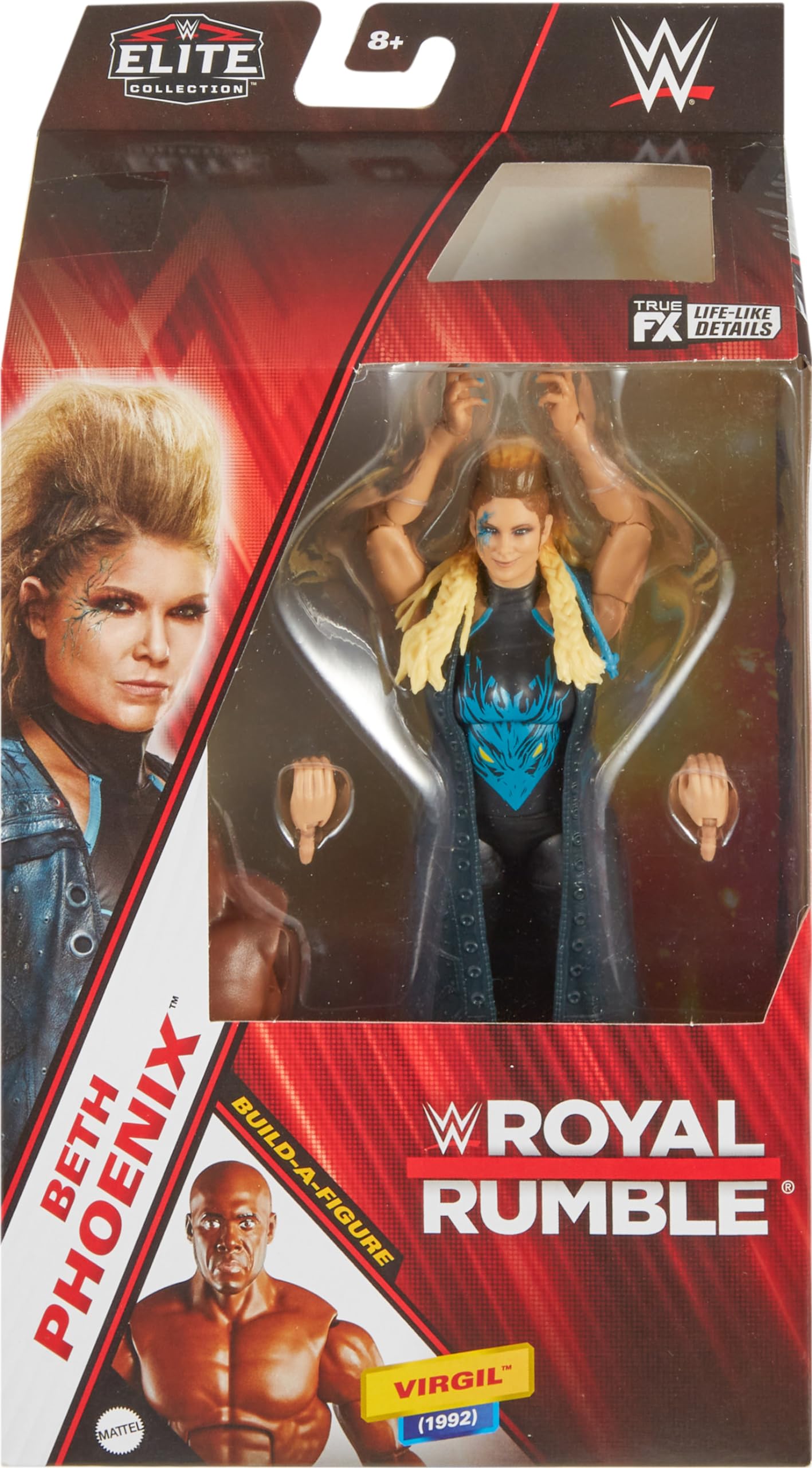 Mattel WWE Elite Collection Action Figure Royal Rumble Beth Phoenix with Accessory and Virgil Build-A-Figure Parts